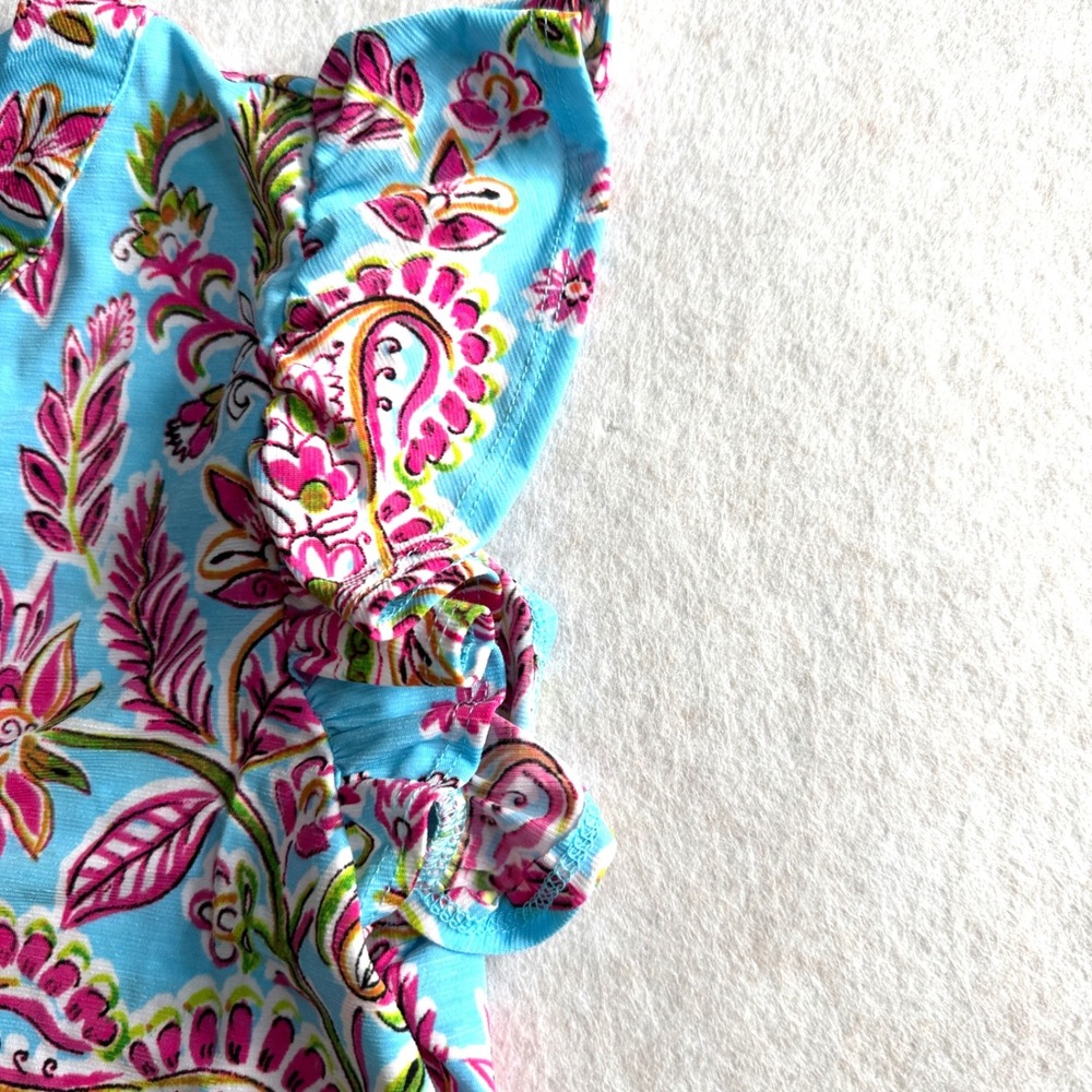 Dear Scarlett Lizzy Forever Flutter Sleeve Dress Small Blue/Pink Paisley NWT - Picture 4 of 8